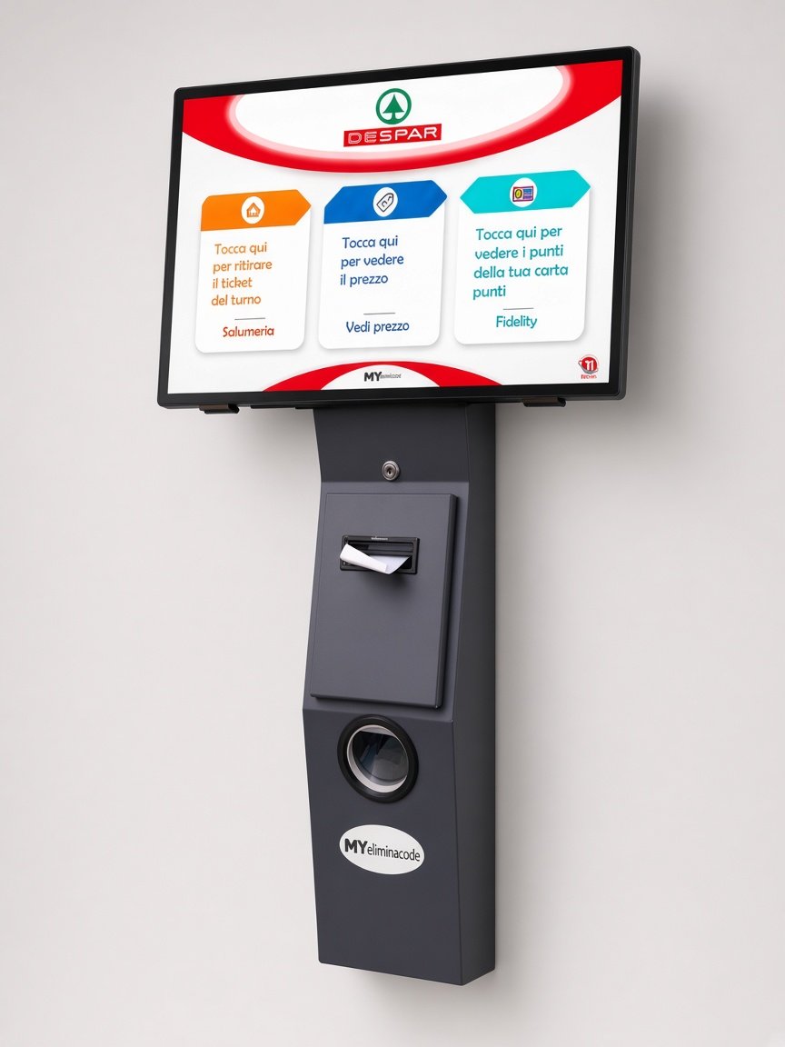 Totem eliminacode da parete monitor orizzontale
