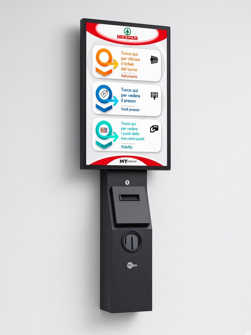 Totem parete eliminacode con monitor verticale MyEliminacode